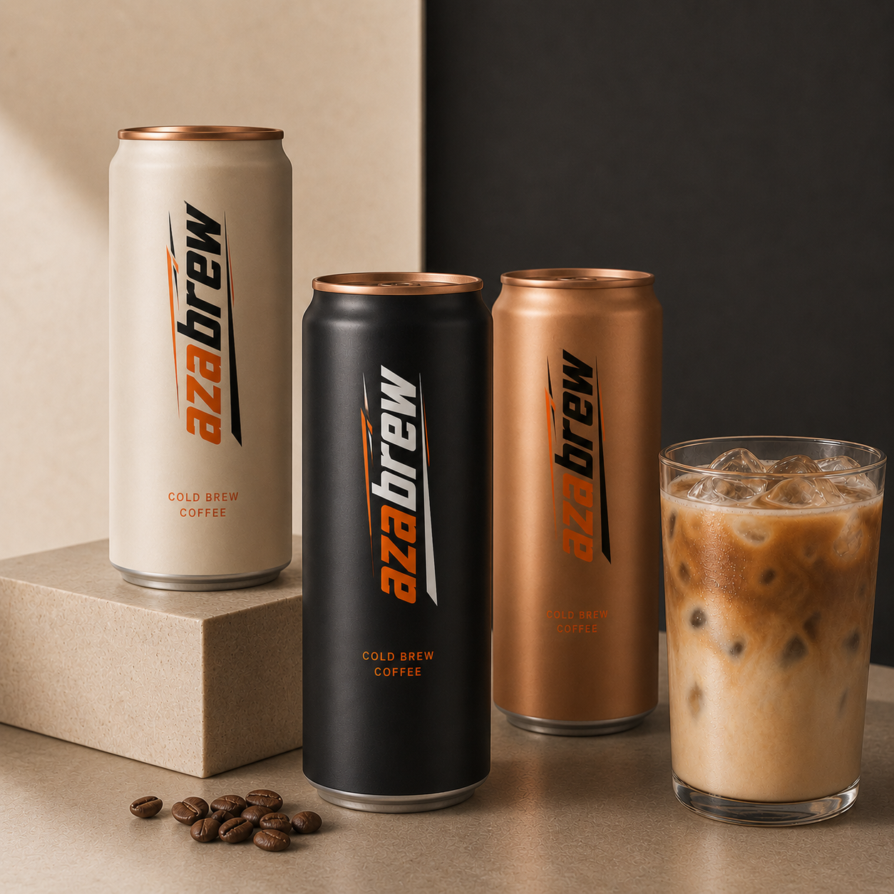 AZABREW ready-to-drink latte cans